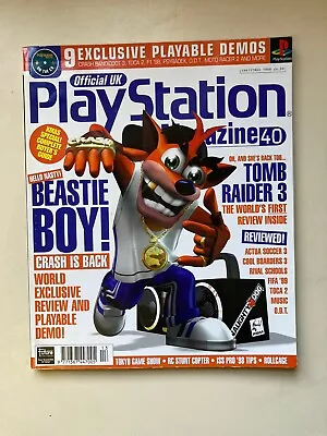 Official UK Playstation Magazine 1998 Issue 40 Crash Bandicoot No Disc • £10