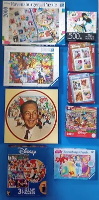 WALT DISNEY Puzzle Lot (9) COMPLETE 2000 Ravensburger ADULT OWNED Some Vintage • $74.50