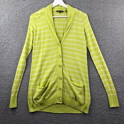 $19.99 • Buy VINCE Women's SMALL Chartreuse White Striped Button Up V-Neck Cardigan Sweater