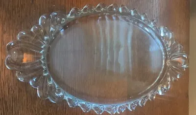 Vintage Oval Clear Glass 16.5  X 8.5  Vanity Perfume Tray Dresser Boudoir Bath • $19