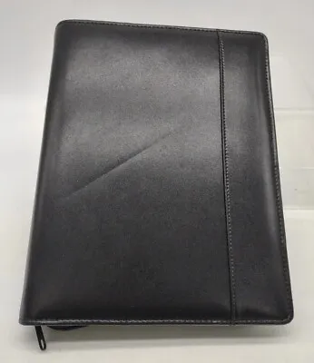 Vintage Day Runner Leather Cover Black Binder Planner 8  X  10  Zip Closure SEE • $49.95