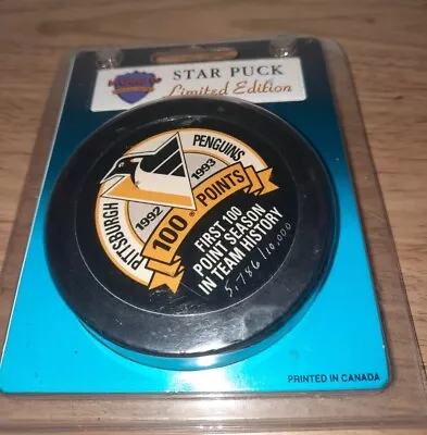 VTG Pittsburgh Penguins 92-93 First 100 Point Season Hockey Puck 5786/10000 NEW • $20