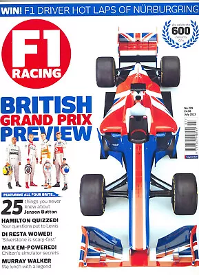 F1 RACING MAGAZINE - JULY 2013 - BRITISH GRAND PRIX PREVIEW- Excellent Condition • £2.75