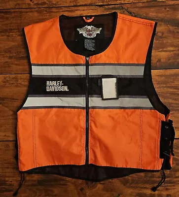 Harley Davidson Mens 3XL Hi-Vis Safety Vest Reflective Orange Black Moto Biker • $50