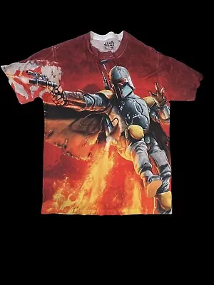 Star Wars Boba Fett T-shirt All Over Print! Sz M Mad Engine Lucas Films! • $11