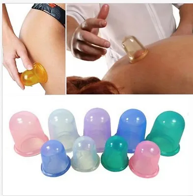 3 X CUPPING FACIAL FACE EYES SILICONE MASSAGE VACUUM SUCTION LIFTING CUPS • £7.99