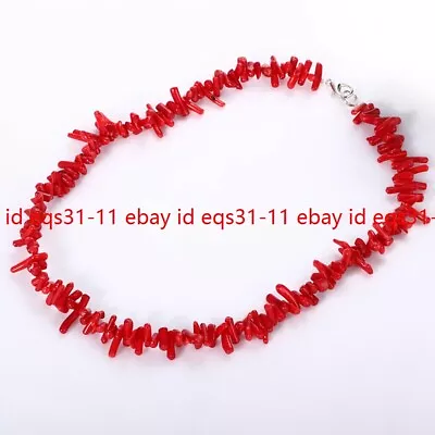 3x10mm Natural Red Coral Chip Gems Beads Necklace Bracelet Earrings Jewelry Set • $3.95