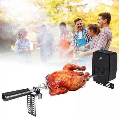 BBQ Rotisserie Kit Pig Chicken Beef BBQ Grill Roaster Spit Rod Motor +Fork • $42.75