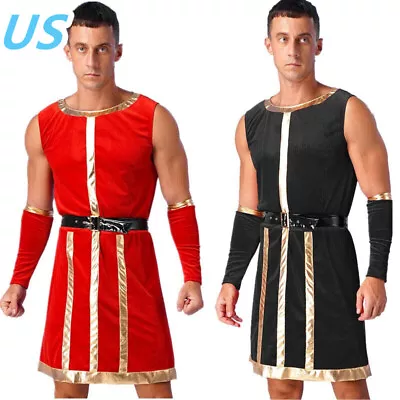 US Men's Medieval Royal Guard Costumes Roman Knight Warrior Cosplay Fancy Dress • $19.73