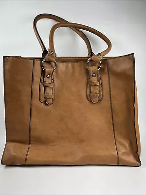 Merona Tote Handbag Satchel Shoulder Bag Faux Leather Brown 2013 RN 17730 • $22.98