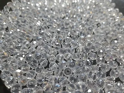 Job Lot Of 100 Pieces Of Transparent Faceted Rondelle Beads Loose 4x6mm Approx • £1.59