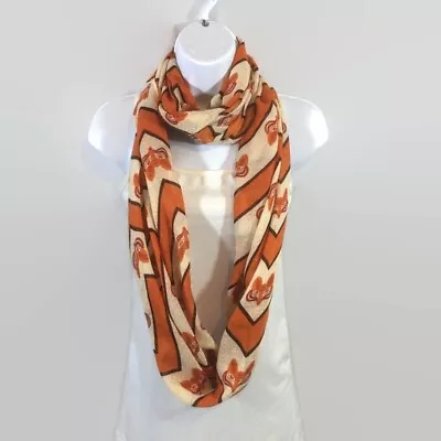 Charming Charlie Infinity Scarf Fox Face Orange Multi-Color • $9.90