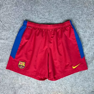FC Barcelona Mens Shorts Large Red Blue Nike Soccer Football Training Gym Sport • $34.98