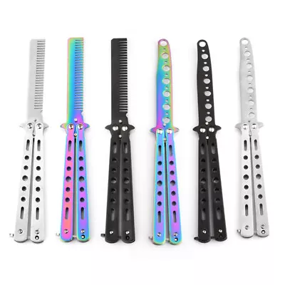 Rainbow Butterfly Comb Knife Metal Folding Practice Trainer Training Tool AU • $13.26