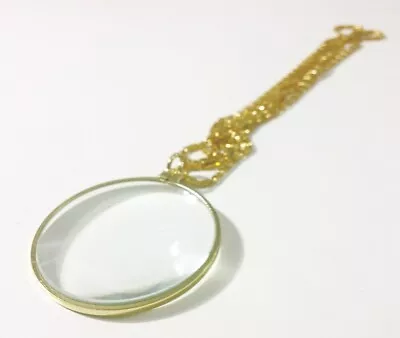 Pocket Lens Magnifier Monocle Jewelry + 36  Long Gold Chain Necklace GIFT IDEA • $3.99