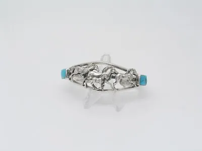 Navajo Sterling Silver & Turquoise Handmade Men’s Cuff Horse Bracelet • $174