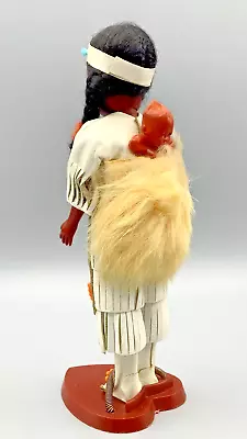 Vintage Native American Doll With Moving Eyes & Baby In Papoose VGC 1970 RARE • £15