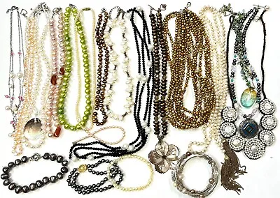 Vintage Now Genuine Pearl Bracelets Necklaces Lot Jewelry MONET 925 14KGF #W13 • $79.99