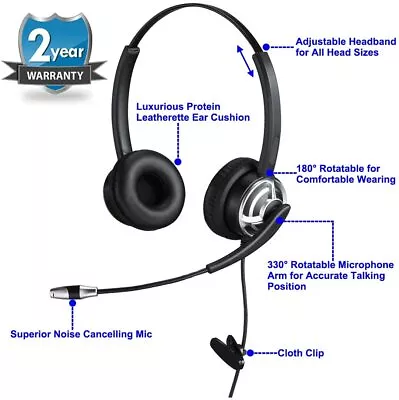 £15.99 • Buy Binaural USB Headset With Noise Cancelling Microphone Dual Ear Skype Headset