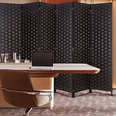 4 Panel 6 Ft. Folding Room Divider Double Side Woven Fiber Privacy Screen Office • $75.99