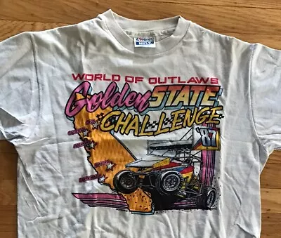 Vintage World Of Outlaws 1987 Golden State Challenge All Over Print T-Shirt L • $59.98