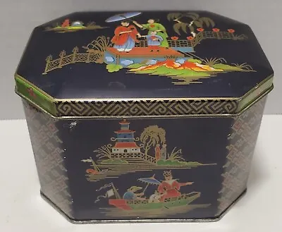 Vintage Daher Asian Style Tea Box Biscuit Tin Container Long Island NY England • $19.99