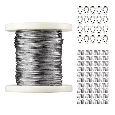 VEVOR T304 Stainless Steel Cable 1/16  7x7 Steel Wire Rope 328/164ft Railing Kit • $24.69