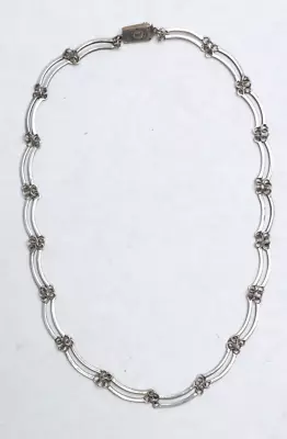 925 Sterling Silver Scalloped Linked Necklace Taxco Mexico • $55