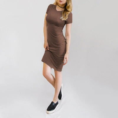 $0.99 • Buy 3X Womens Short Sleeve Bodycon Pencil Dress Summer Casual Slim Dresses Plus Size