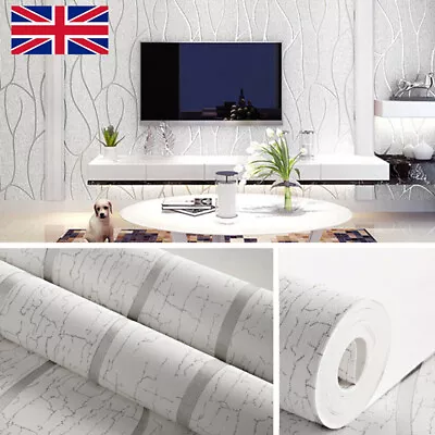 Damask 3D Sliver Grey Wave Wallpaper Roll Home Decor Silver Grey Wall Paper Roll • £2.99