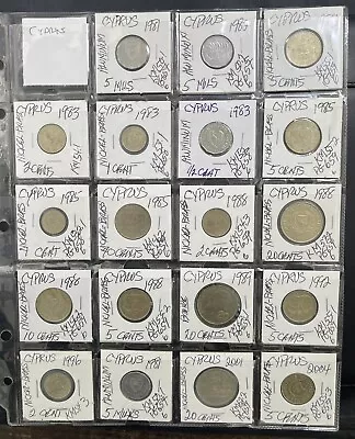 World Modern Coins: Cyprus-Lot Of 19 • $9.95