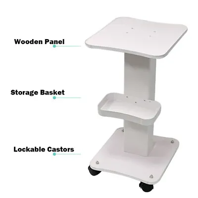 Hairdressing Beauty Salon Rolling Trolley SPA Machine Storage Stand Cart White • £44.26