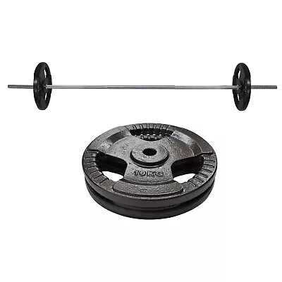 28kg - 198cm Barbell Bar Weight Set + 20kg Ez Grip Cast Iron Weight Plate • $119.03