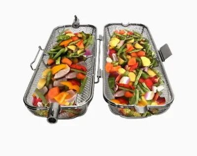 BBQSTAR Stainless Steel Rotisserie Grill Basket  Fries Chicken Wing Veggies Gril • $48.99