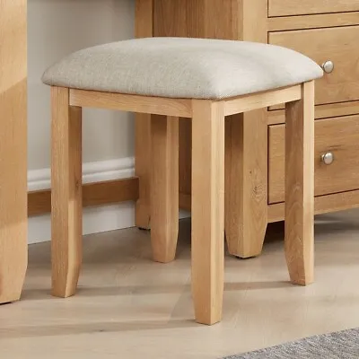 Cheshire Limed Oak Stool With Natural Fabric Seat Pad- Bedroom Furniture  - LR13 • £89