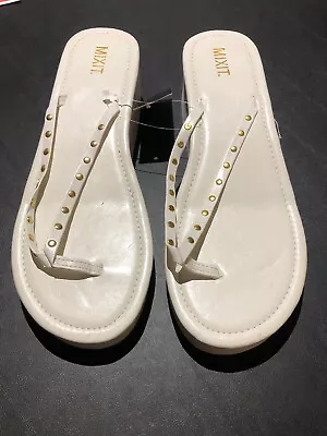 Mixit Womens Shoes Sandals White Wedge Size 9 Retail $20 (s-gray-33-16) • $7.96