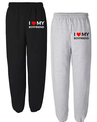 I Love My Boyfriend Sweatpants  I Heart My Boy Friend Sweatpants Front 2 Gift • $28.89