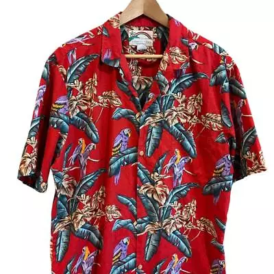 VTG Paradise Found Magnum PI Parrot Floral Print Aloha Hawaiian Shirt XL • $19.99