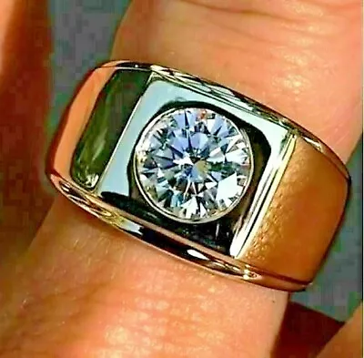 Men's Engagement & Wedding Ring In 14K White Gold 1.50Ct Real Lab Grown Diamond • $1689.67