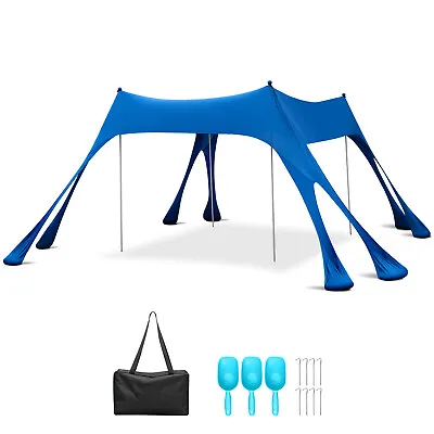 $96.95 • Buy Portable Camping Canopy Beach Sunshade Tent Windproof Sun Shelter W/ 8 Sandbags