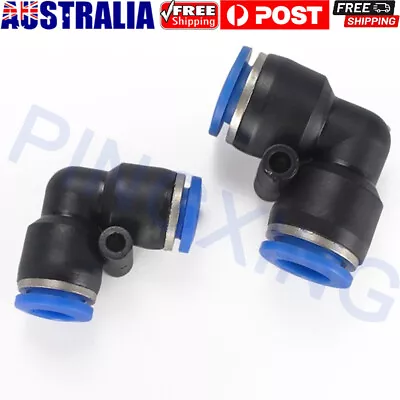 2 Way 90 Degree Pneumatic Push In Fittings Connectors Air Water Hose Tube Joiner • $18.70