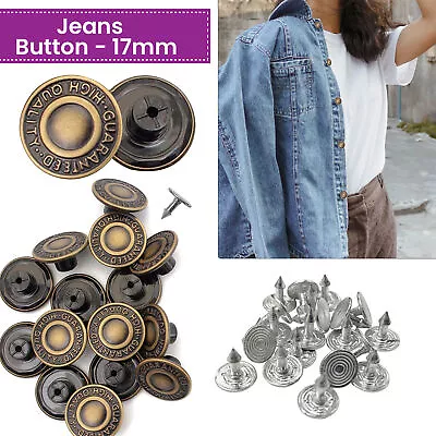 17mm Light Bronze Jeans Buttons Hammer On Denim Replacement For Jacket Handbags • £1.89