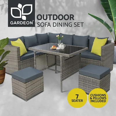 Gardeon 8 Seater Outdoor Dining Set Sofa Wicker Lounge Setting Table Chairs • $709.95