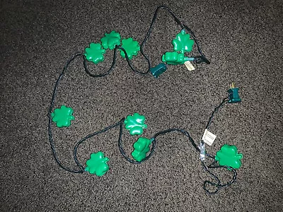$13.99 • Buy Vtg 90s St. Patrick's Day Shamrock Plastic String Of 10 Lights Blow Mold Patty’s