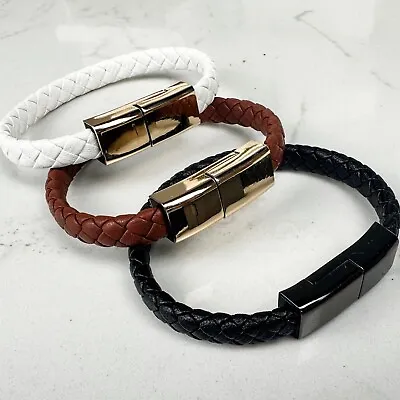 Leather Bracelet Charger For IPhone 14 13 12 Samsung Android Micro USB Type C • $7.95