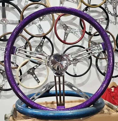 MOONeyes Purple Steering WHEEL 15  Vtg Style Custom Hot Rod Gasser Metal Flake • $249.99