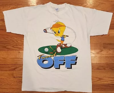 Tweety Bird Looney Tunes Shirt Tweed Off Golf XL 1993 Preowned Velva Sheen WB • $49.99