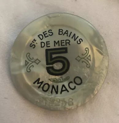 Principality Of Monaco Societe Des Bains De Mer Vintage Casino Chip 5 Francs • $115