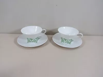 $45 • Buy 2 Rosenthal Form 2000 Raymond Loewy By Bjorn Wiiblad Cups Saucer W/Green Design