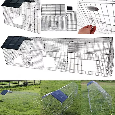 Metal Run XXL Rabbit Guinea Pig Chicken Duck Pet Ferret Dog Enclosure Roof Hutch • £41.99